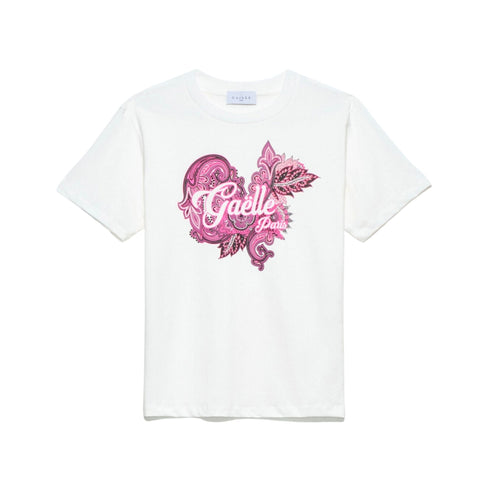 T-Shirt Donna in jersey Paris Bianco ciclamino Gaelle- Francavilla Moda